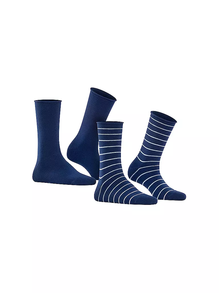 FALKE | Calcetines cortos Happy Stripe, paquete de 2, azul real | Azul