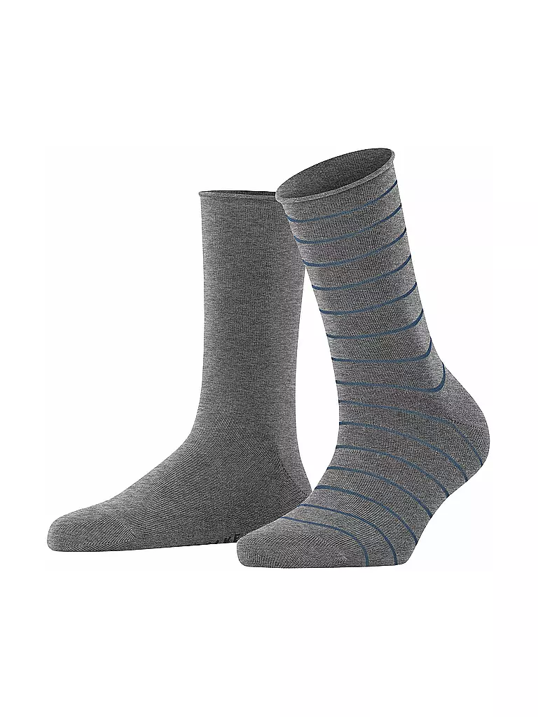 FALKE | Calcetines cortos Happy Stripe, paquete de 2, gris jaspeado claro. | Gris