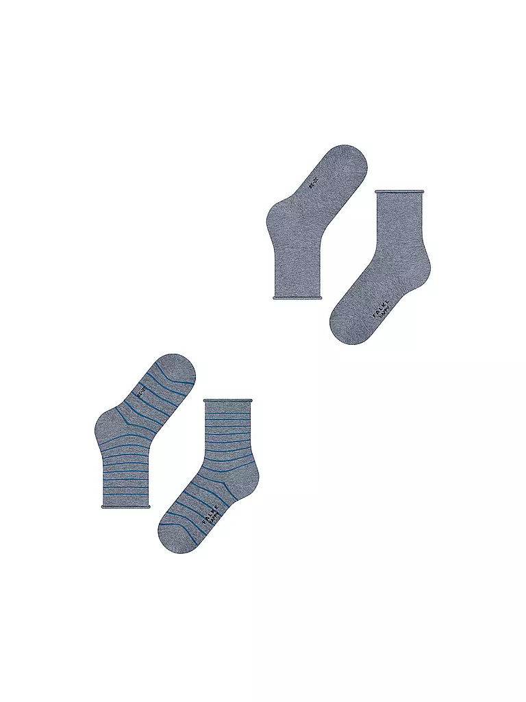 FALKE | Calcetines cortos Happy Stripe, paquete de 2, gris jaspeado claro. | Gris