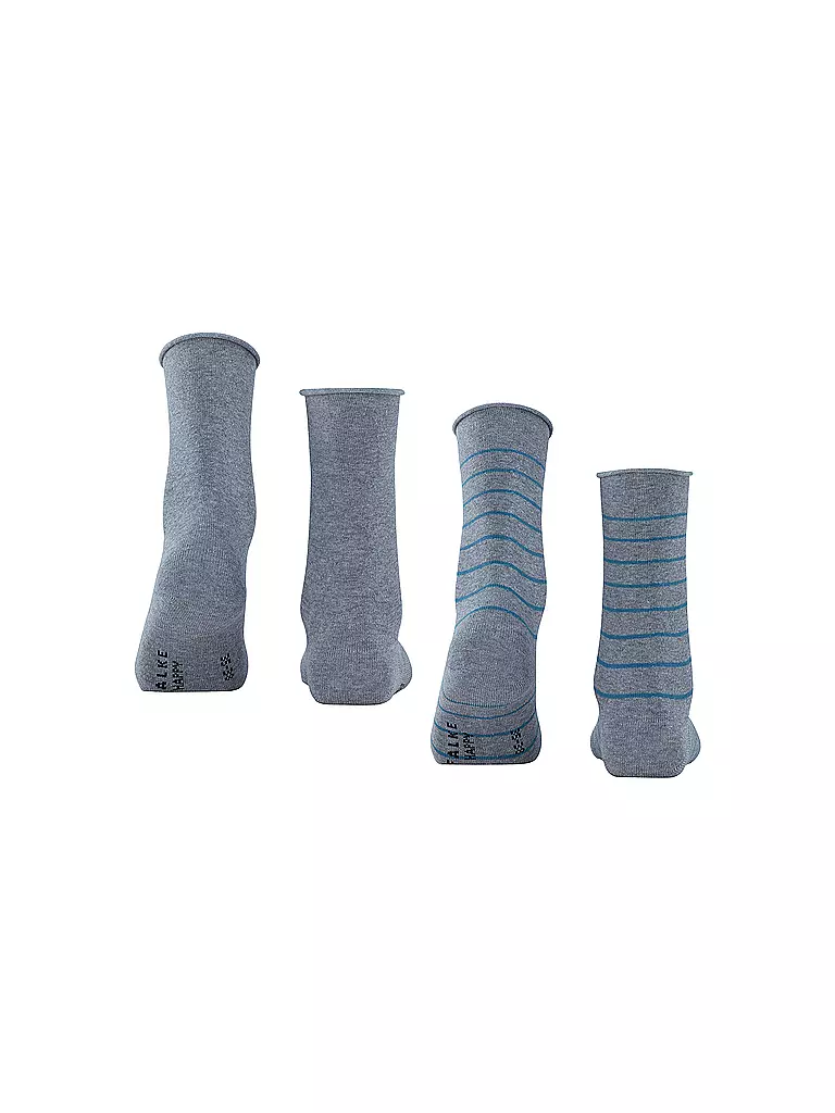 FALKE | Calcetines cortos Happy Stripe, paquete de 2, gris jaspeado claro. | Gris