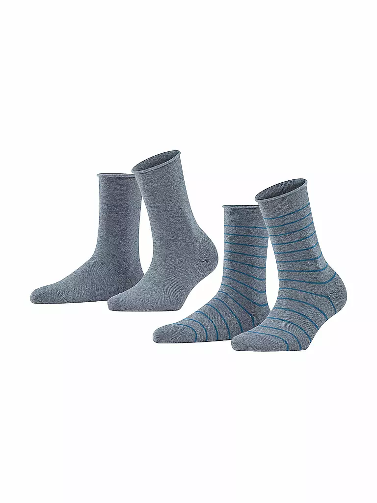 FALKE | Calcetines cortos Happy Stripe, paquete de 2, gris jaspeado claro. | Gris