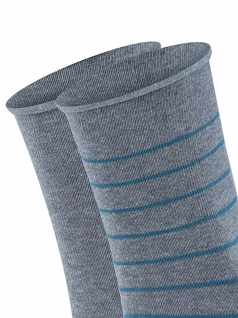 FALKE | Calcetines cortos Happy Stripe, paquete de 2, gris jaspeado claro. | Gris