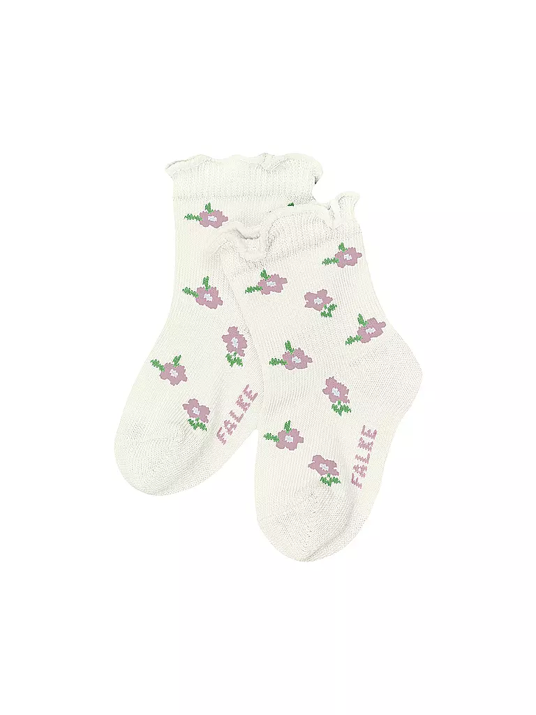 FALKE | Calcetines para bebé niña LITTLE DISTY FLOWERS blanco roto | Crema