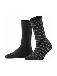 FALKE | Calcetines cortos Happy Stripe, paquete de 2, azul real | Negro