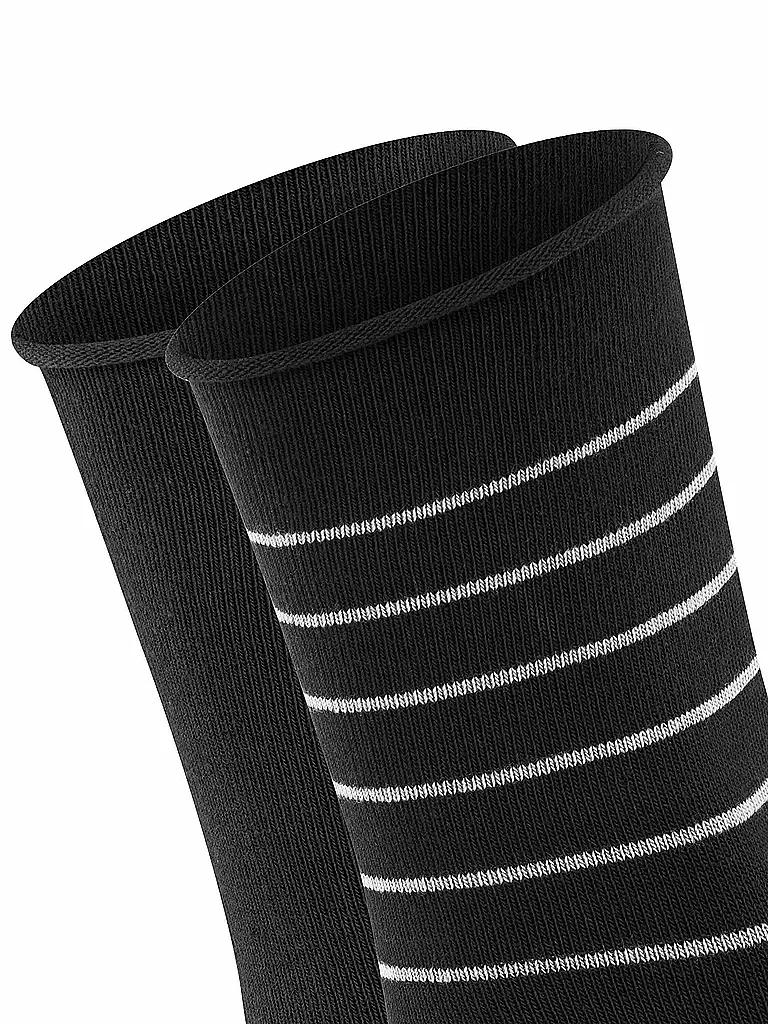 FALKE | Calcetines tobilleros Happy Stripe, paquete de 2, negro | Negro