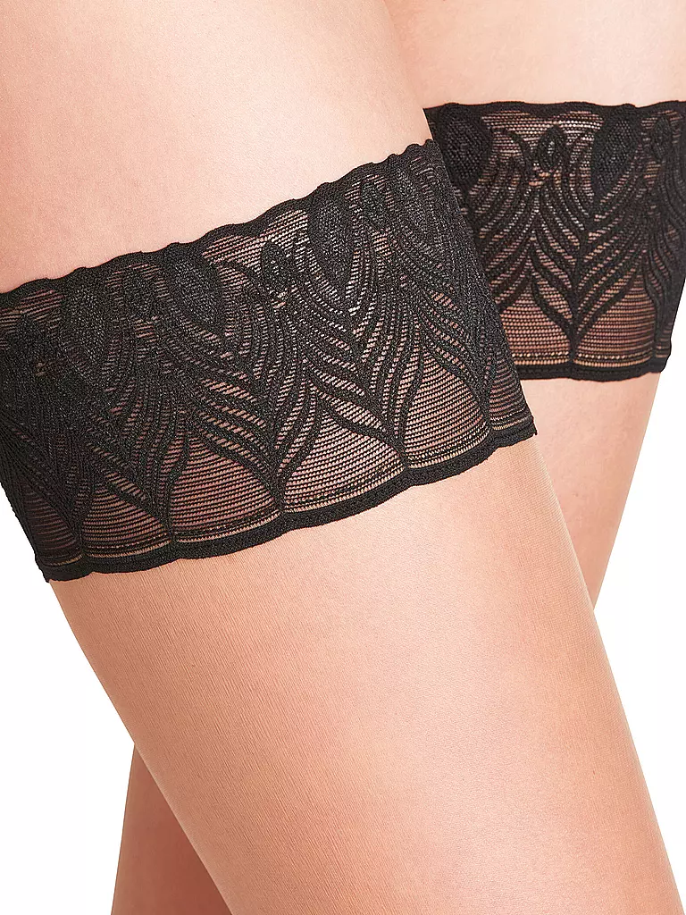 FALKE | Medias - Lunelle 8 den Stay Ups para mujer (Puder/Black) | Beige