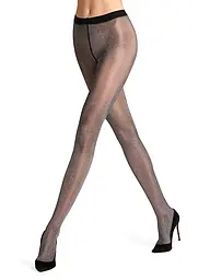 FALKE | Modestrumpfhose GLITTER schwarz / gold | Negro