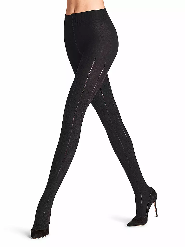 FALKE | Strickstrumpfhose NEEDLEPOINT black | Negro