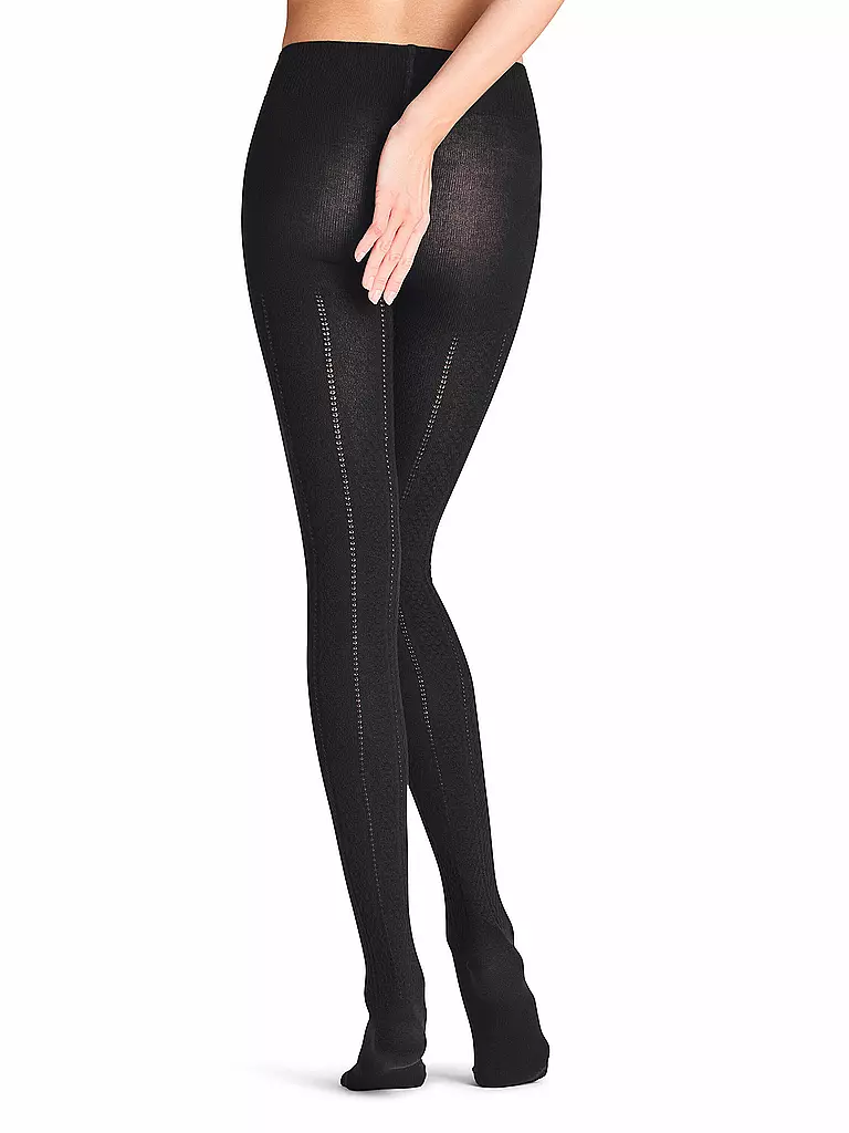 FALKE | Strickstrumpfhose NEEDLEPOINT black | Negro