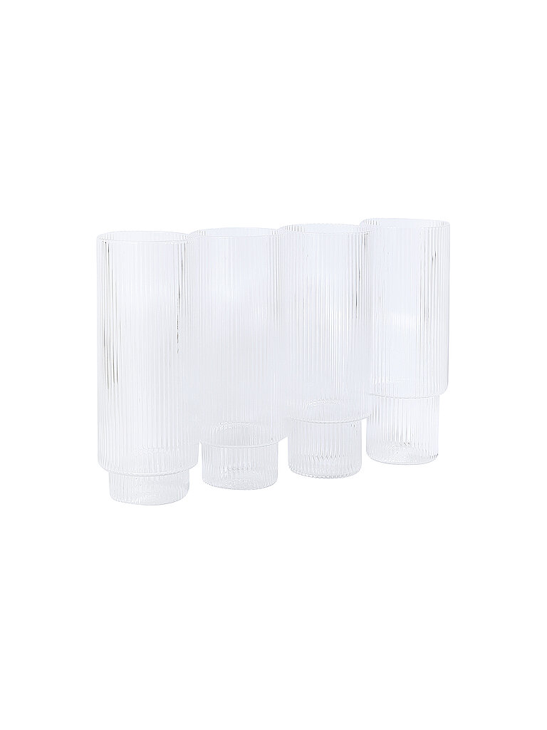 Juego de 4 vasos de tubo RIPPLE transparente