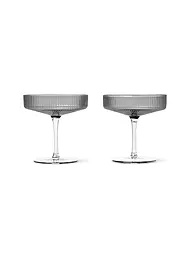 FERM LIVING | Copas de champán RIPPLE Smoked, juego de 2 | Gris