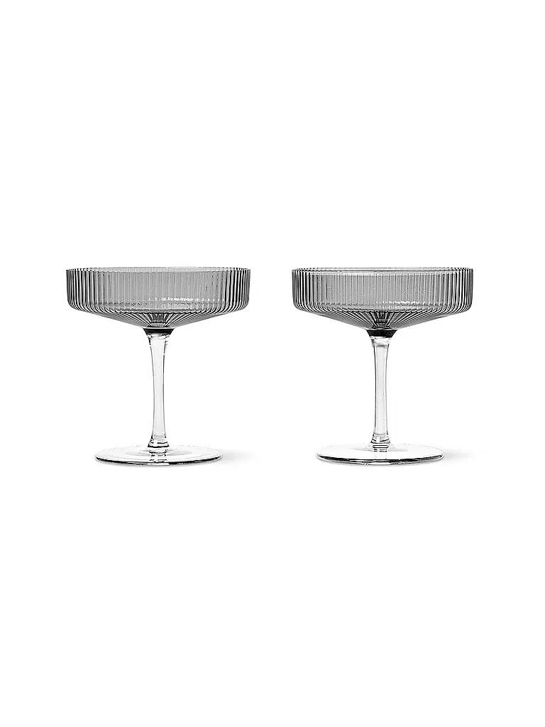 FERM LIVING | Copas de champán RIPPLE Smoked, juego de 2 | Gris