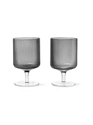 FERM LIVING | Juego de 2 copas de vino Ripple Clear | Gris