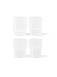 FERM LIVING | Juego de 4 vasos de agua RIPPLE Frosted | Blanco