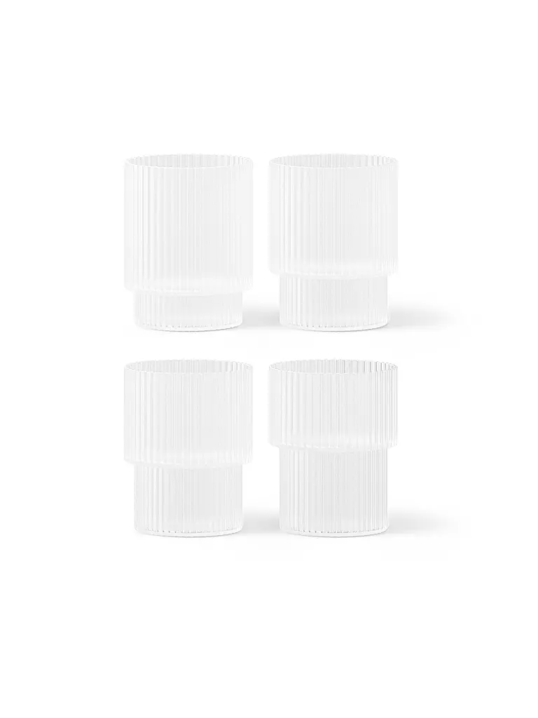 FERM LIVING | Juego de 4 vasos de agua RIPPLE Frosted | Blanco