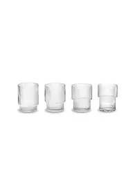 FERM LIVING | Juego de 4 vasos RIPPLE Smoked Grey | Transparente