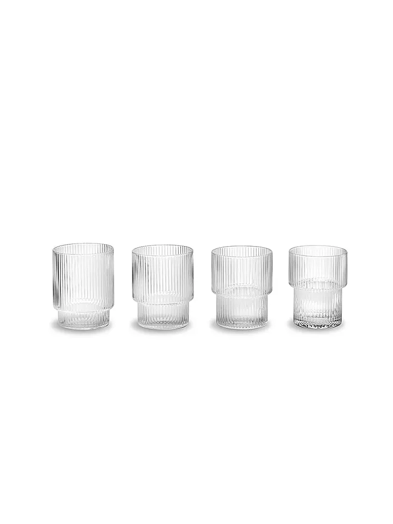 FERM LIVING | Juego de 4 vasos de agua RIPPLE | Transparente