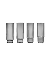 FERM LIVING | Juego de 4 vasos de tubo RIPPLE | Transparente