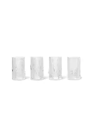 FERM LIVING | Juego de 4 vasos RIPPLE Clear | Transparente