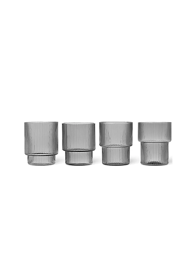 FERM LIVING | Juego de 4 vasos RIPPLE Smoked Grey | Gris