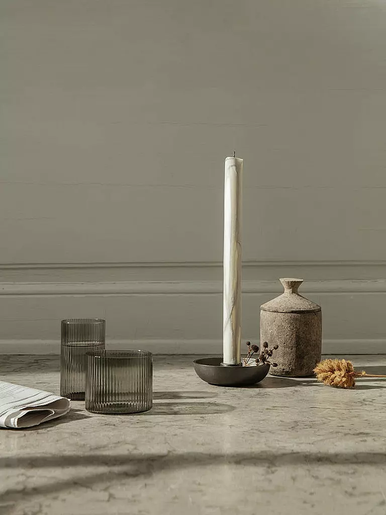 FERM LIVING | Juego de 4 vasos RIPPLE Smoked Grey | Transparente