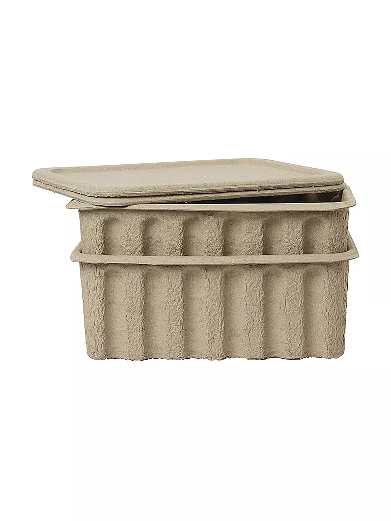 FERM LIVING | Set de cajas de almacenamiento de pulpa de papel grande 2 unidades | Marrón claro
