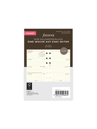 FILOFAX | Recambio de calendario Pocket Semana 2026 Alemán