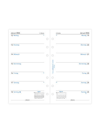 FILOFAX | Recambio de calendario semanal en alemán Personal 2026