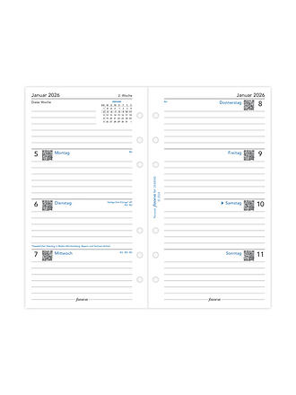 FILOFAX | Recambio de calendario semanal en alemán Personal 2026