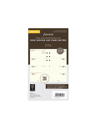 FILOFAX | Recambio de calendario semanal en alemán Personal 2026