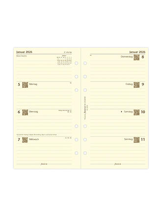 FILOFAX | Recambio de calendario semanal en alemán Personal 2026
