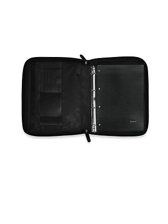 FILOFAX | Carpeta A4 de piel de napa con cremallera y anillas extraíbles negra
