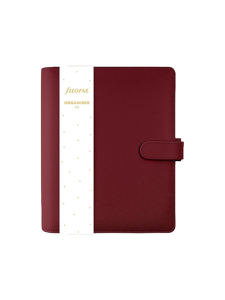 Planificador SAFFIANO A5 ORGANISER Cherry Undate rojo oscuro