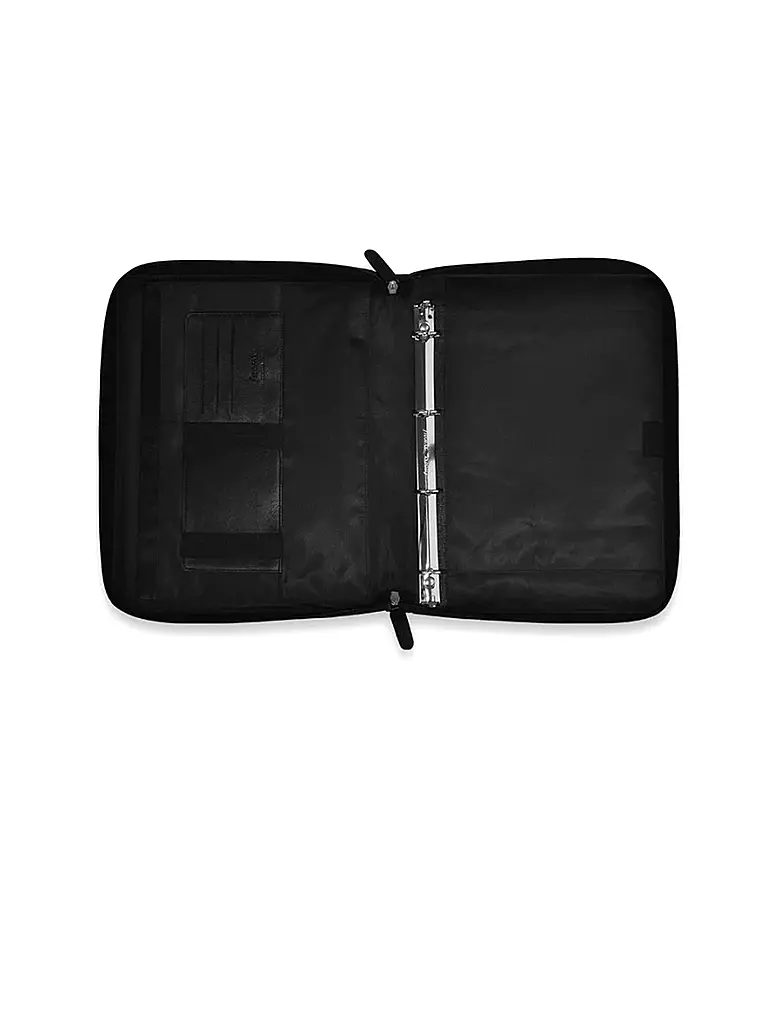 FILOFAX | Carpeta A4 de piel de napa con cremallera y anillas extraíbles negra |
