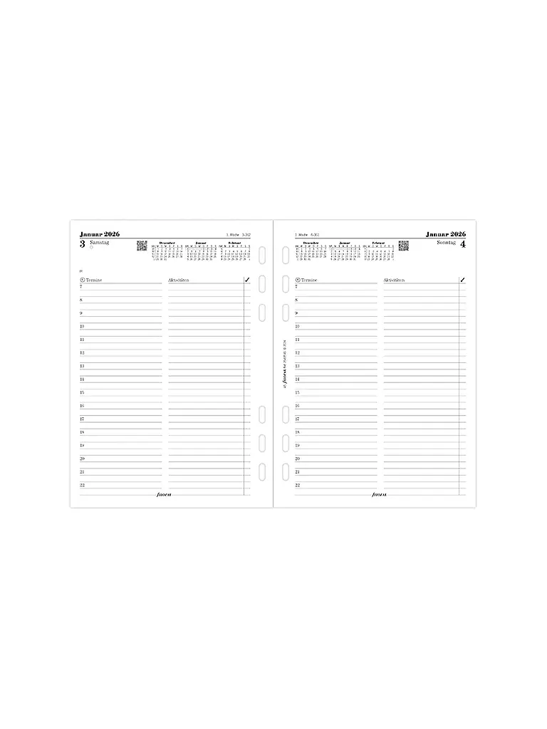 FILOFAX | Recambio de calendario día en alemán A5 Multifit 2026 | Blanco