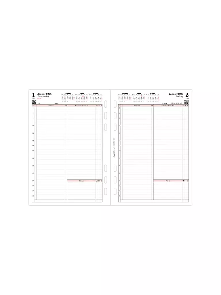 FILOFAX | Recambio de calendario Día Profesional alemán A5 2026 | Blanco