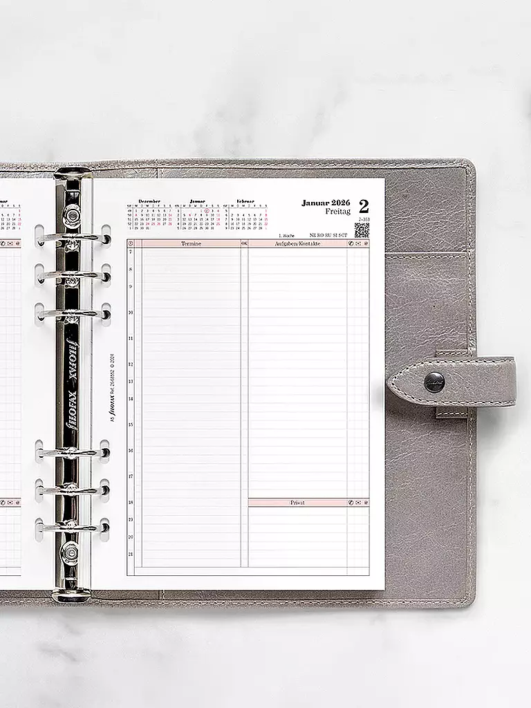 FILOFAX | Recambio de calendario Día Profesional alemán A5 2026 | Blanco