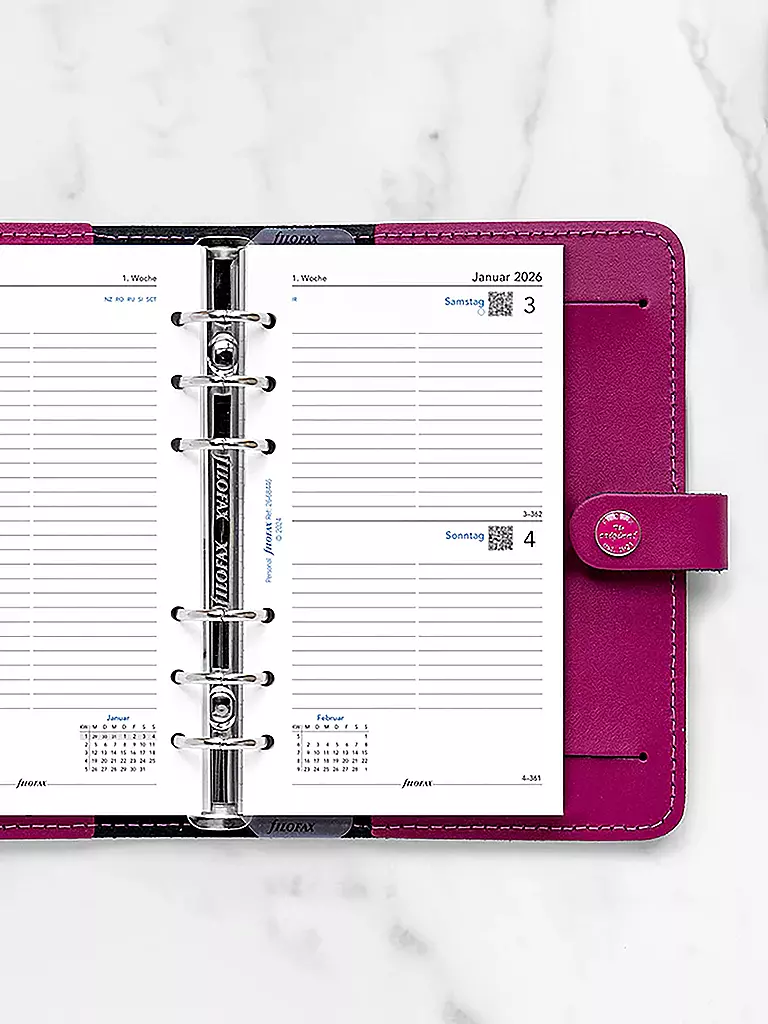 FILOFAX | Recambio de calendario diario en alemán Personal 2026 | Blanco