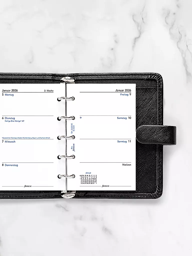 FILOFAX | Recambio de calendario Mini Semana Alemán 2026 | Blanco