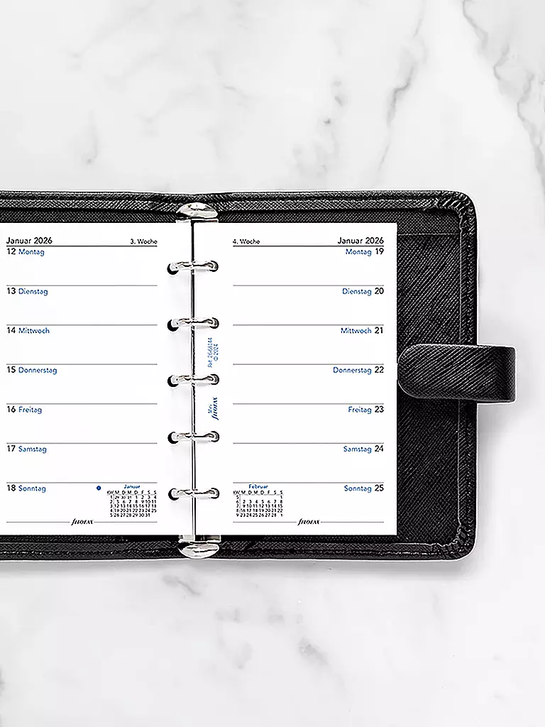 FILOFAX | Recambio de calendario Mini Semana Alemán 2026 | Blanco