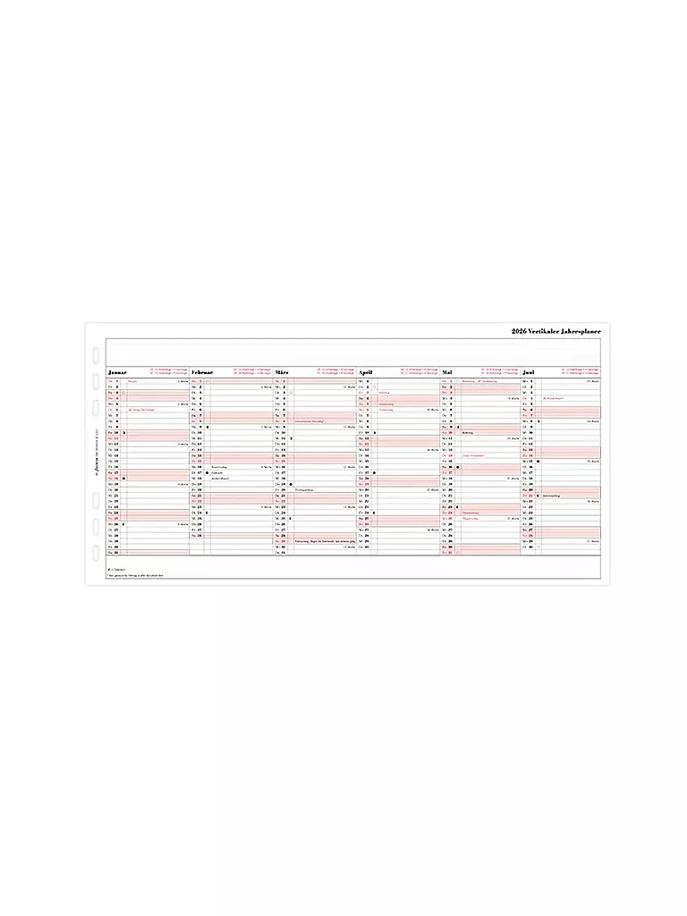 FILOFAX | Recambio de calendario Planificador anual alemán A5 2026 | Blanco
