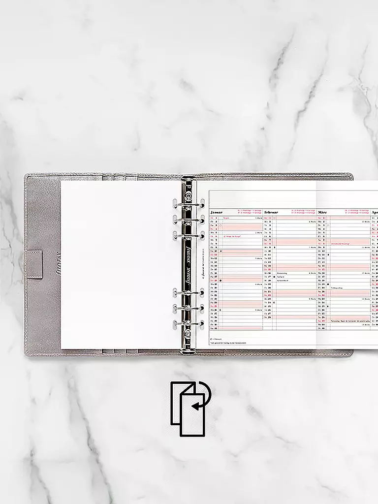 FILOFAX | Recambio de calendario Planificador anual alemán A5 2026 | Blanco
