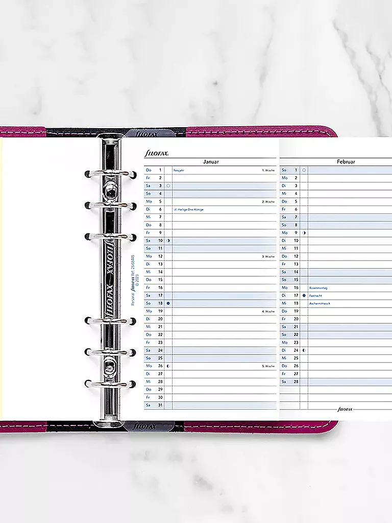 FILOFAX | Recambio de calendario Planificador anual Alemán Personal 2026 | Blanco