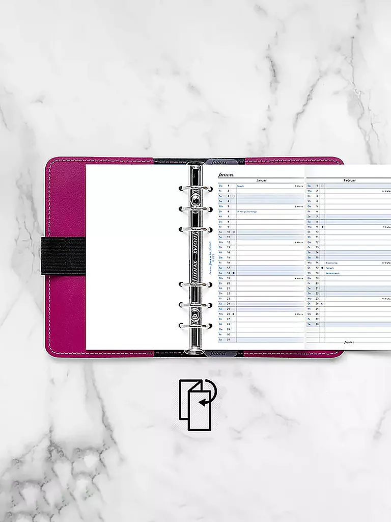 FILOFAX | Recambio de calendario Planificador anual Alemán Personal 2026 | Blanco