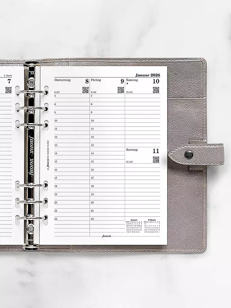 FILOFAX | Recambio de calendario semanal alemán A5 Multifit 2026 | Blanco