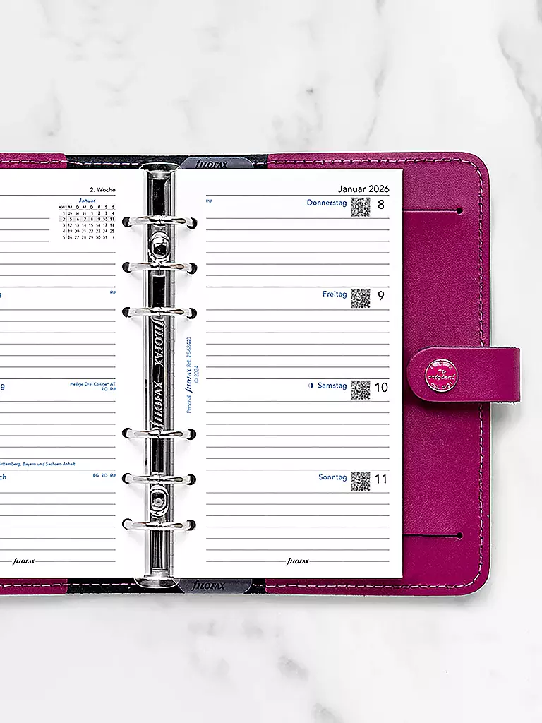 FILOFAX | Recambio de calendario semanal en alemán Personal 2026 | Blanco