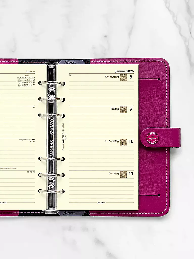 FILOFAX | Recambio de calendario semanal en alemán Personal 2026 | Blanco