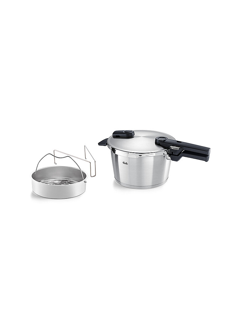 FISSLER Olla a presión con cesta de vapor VITAQUICK 22cm /4,5l Acero inoxidable plata