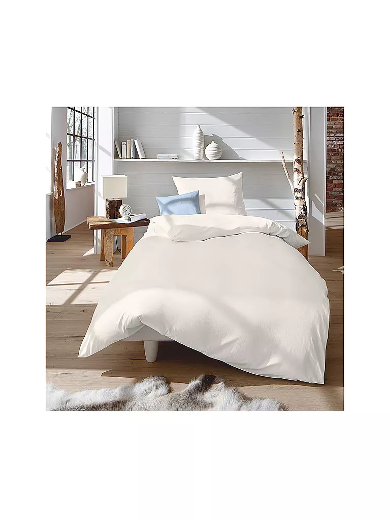 FLEURESSE | Juego de cama de punto interlock Jersey 70x90cm/140x200cm Crema | Crema