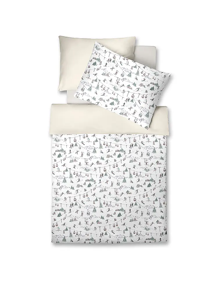FLEURESSE | Juego de cama de punto Jersey 70x90cm/140x200cm DIAMOND Snow White | Crema